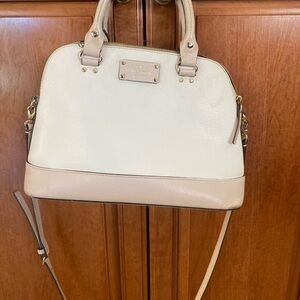 kate spade Cream and Pink Dome Satchel with Gold Hardware